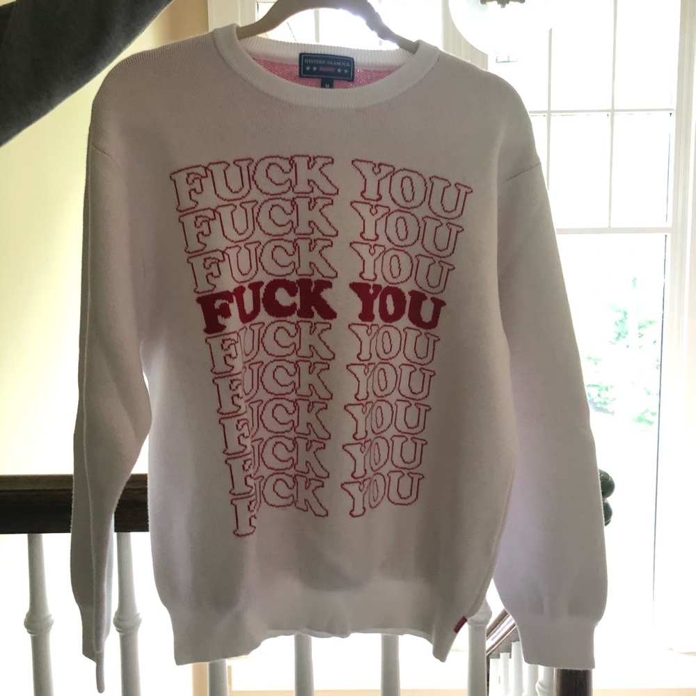 White Supreme Hysteric Glamour Fuck You sweater